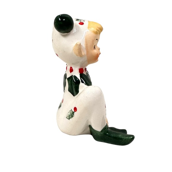 Lefton Vintage Christmas Holly Berry Pixie Elf Salt Shaker Japan Pre-owned - Picture 4 of 7